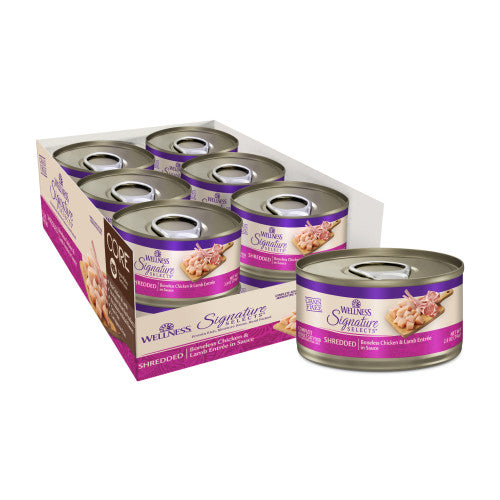 Wellness CORE SIGNATURE SELECTS Shredded Boneless Chicken & Lamb Entrée in Sauce — 2.8-oz, case of 12; Case of 12 × 2.8-oz containers