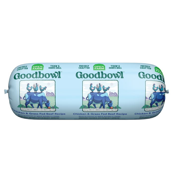 Open Farm Frozen Goodbowl Freshly Crafted Chicken & Beef Roll Dog — Full Case — manufacturer recipe-family image; packaging size may differ