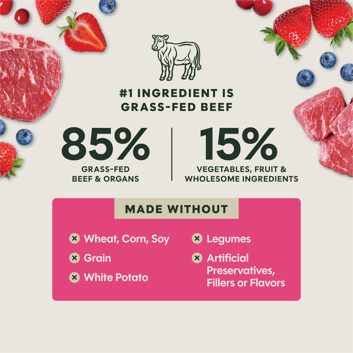 Instinct FreshDried Meal Blends Beef & Wild Berries Blend dog  product benefits and recipe information