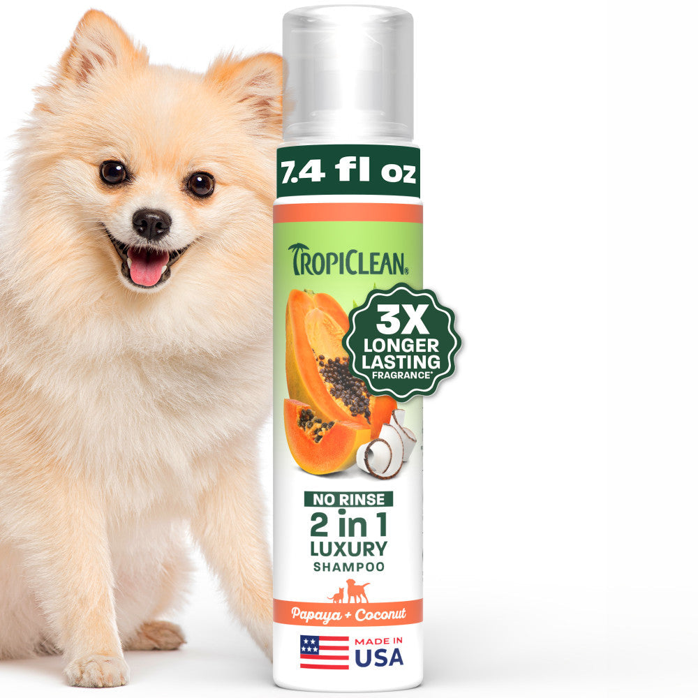 TropiClean Papaya +  Coconut No Rinse Pet Shampoo, 7.4oz — 7.4oz retail package