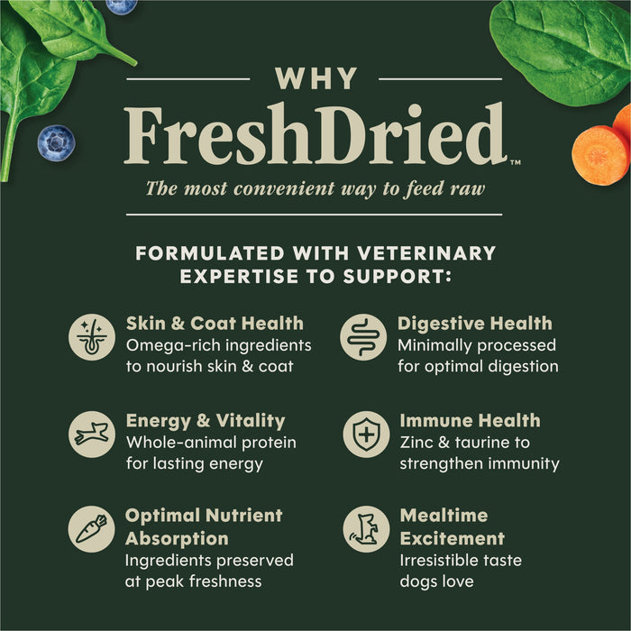 Instinct FreshDried Meal Blends Beef & Wild Berries Blend dog  product benefits and recipe information