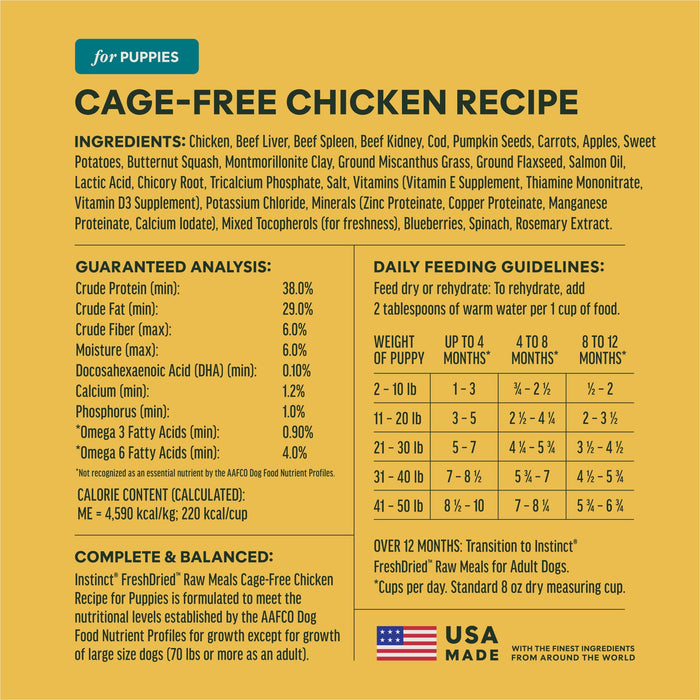 Instinct FreshDried Raw Meals for Puppies Chicken Recipe dog  product benefits and recipe information