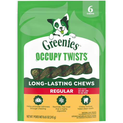 Greenies Occupy Twists Dog Treats Regular 6-count — manufacturer recipe-family image; package size may differ