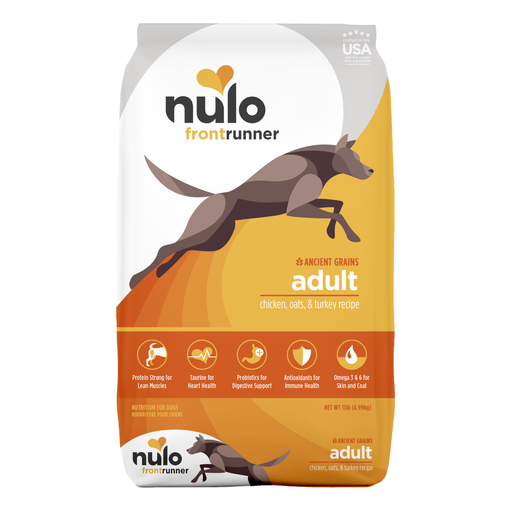 Nulo Frontrunner Ancient Grains Chicken, Oats & Turkey Recipe for Dogs - 11 lb bag - front package