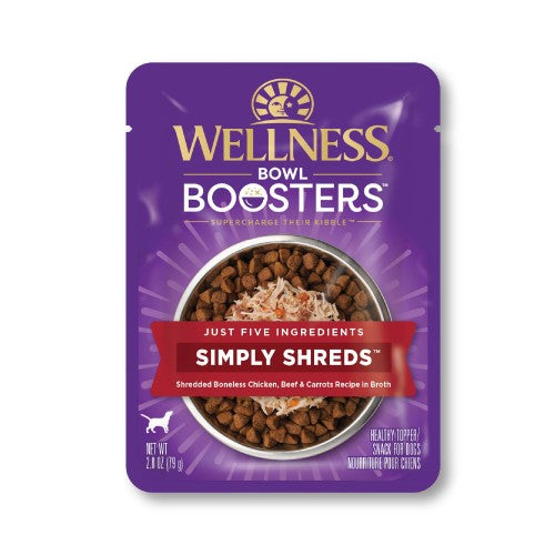Wellness Bowl Boosters Simply Shreds Shredded Boneless Chicken, Beef & Carrots Recipe in Broth — 2.8-oz, case of 12; Case of 12 × 2.8-oz containers