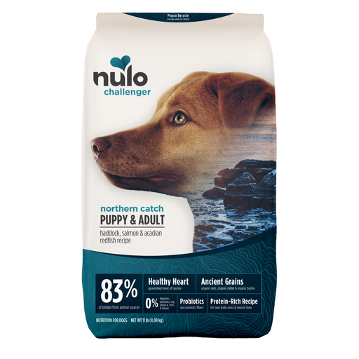 Nulo Challenger Organic Ancient Grains Haddock, Salmon & Acadian Redfish Recipe for Dogs - 11 lb bag - front package