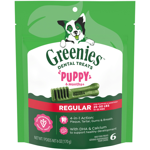 Greenies Dental Treats Puppy Regular — manufacturer recipe-family image; package size may differ