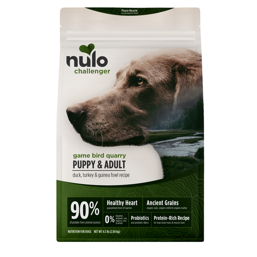 Nulo Challenger Organic Ancient Grains Duck, Turkey & Guinea Fowl Recipe for Dogs - 4.5 lb bag - front package