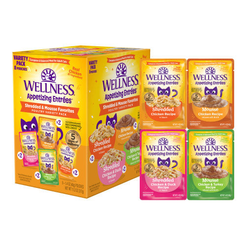 Wellness Appetizing Entrees  Shredded & Mousse Favorites Poultry Variety Pack — 1.4-oz, case of 24; Case of 24 × 1.4-oz containers