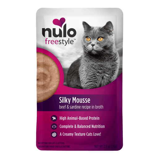 Nulo FreeStyle Silky Mousse Beef & Sardine Recipe for Cats - 2.8 oz pouch - front package