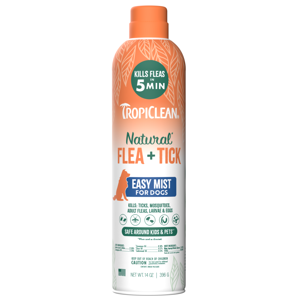 TropiClean Natural Flea + Tick Dog + Home Easy Mist Spray — 14 oz retail package