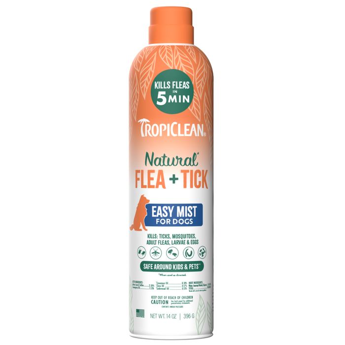TropiClean Natural Flea + Tick Dog + Home Easy Mist Spray — 14 oz retail package