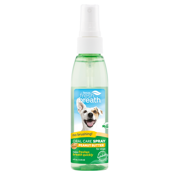 TropiClean Fresh Breath Peanut Butter Oral Care Spray for Pets — 4 oz retail package