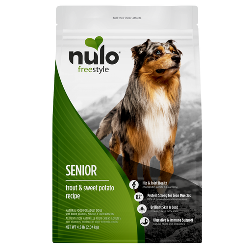 Nulo FreeStyle Senior Trout & Sweet Potato Recipe for Dogs - 4.5 lb bag - front package
