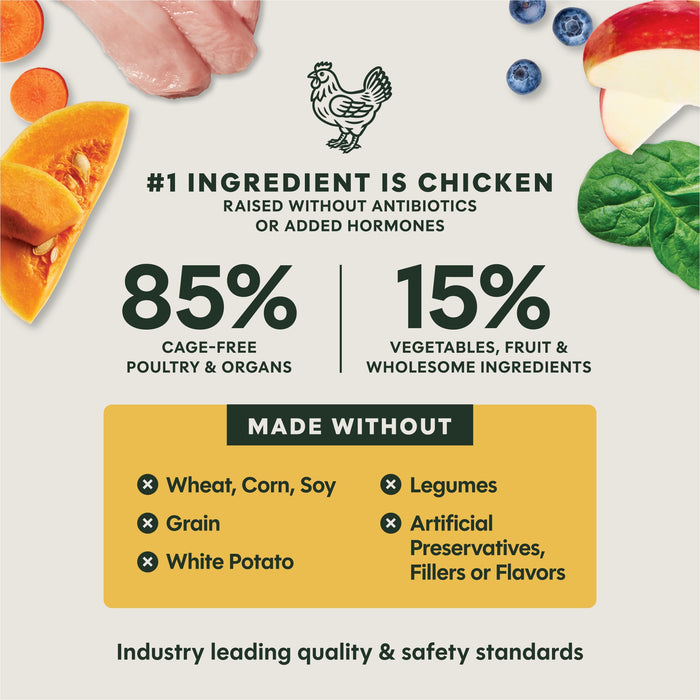 Instinct FreshDried Raw Meals Cage-Free Chicken Recipe dog  product benefits and recipe information