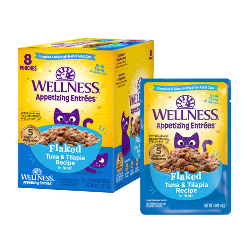 Wellness Appetizing Entrees  Flaked Tuna & Tilapia Recipe in Broth — 1.4-oz, case of 24; Case of 24 × 1.4-oz containers
