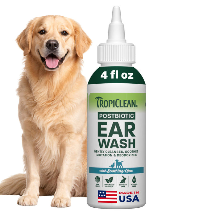 TropiClean Alcohol Free Postbiotic Ear Wash for Pets, 4oz — 4oz retail package