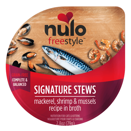 Nulo FreeStyle Signature Stews Mackerel, Shrimp & Mussels Recipe for Cats - 2.8 oz cup - front package