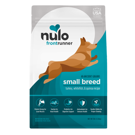 Nulo Frontrunner Small Breed Ancient Grains Turkey, Whitefish & Quinoa Recipe for Dogs - 3 lb bag - front package
