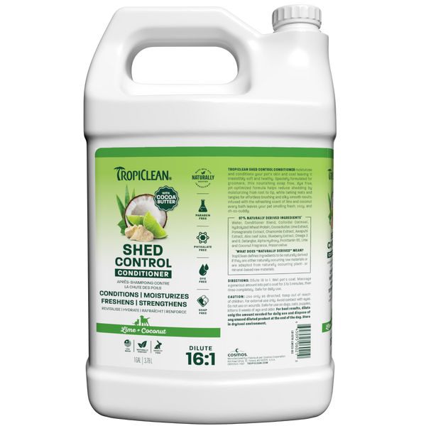TropiClean Lime & Coconut Shed Control Conditioner for Pets, 1 gal — 1 gal retail package