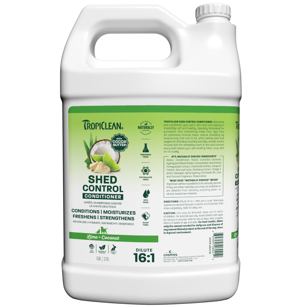 TropiClean Lime & Coconut Shed Control Conditioner for Pets, 1 gal — 1 gal retail package