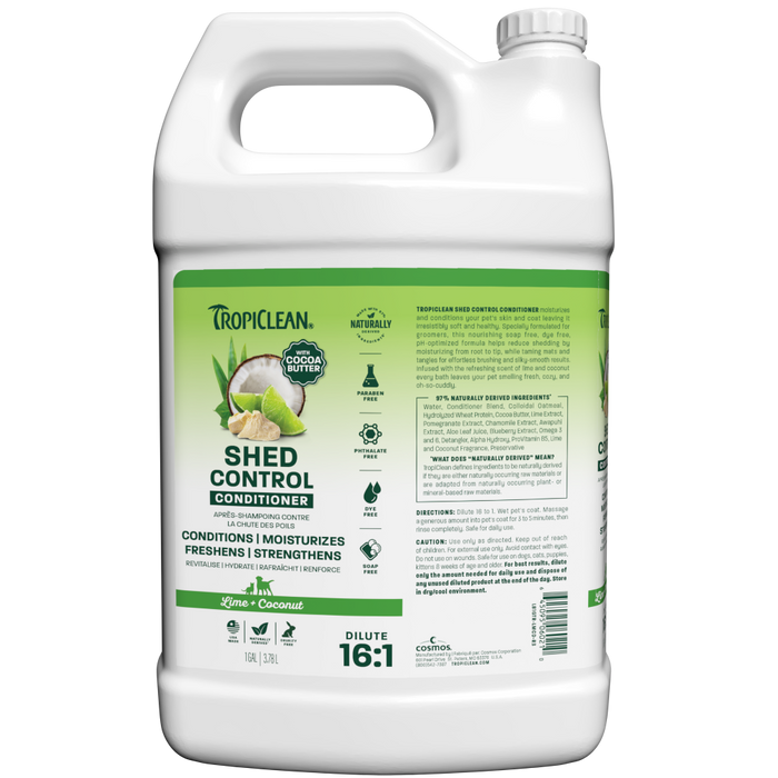 TropiClean Lime & Coconut Shed Control Conditioner for Pets, 1 gal — 1 gal retail package