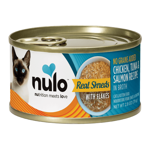 Nulo Real Shreds with Flakes Chicken, Tuna & Salmon Recipe for Cats 2.8 oz can, sold as case of 12