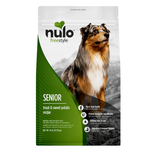 Nulo FreeStyle Senior Trout & Sweet Potato Recipe for Dogs 24 lb - front package