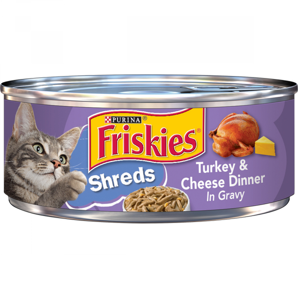 Friskies Savory Shreds Turkey And Cheese Dinner In Gravy Canned Cat Food