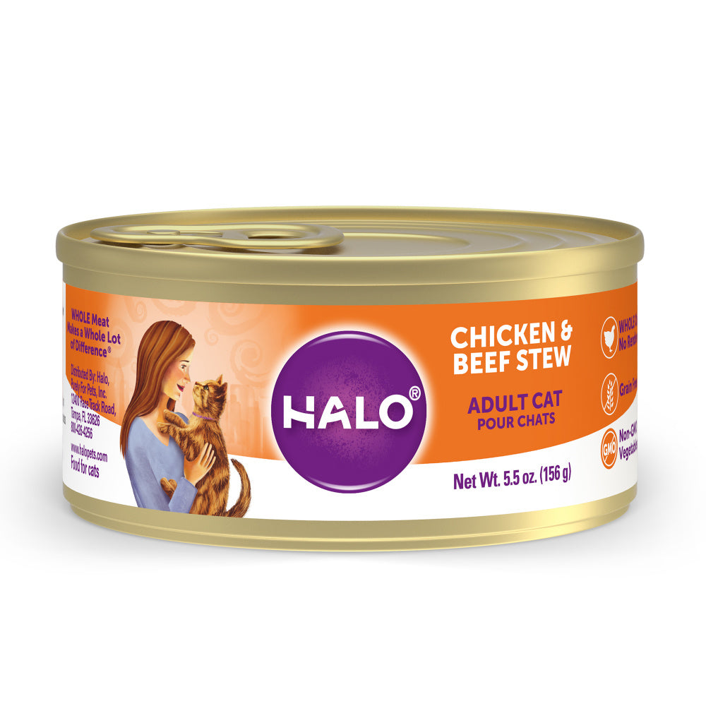 Halo Holistic Grain Free Adult Chicken & Beef Stew Canned Cat Food