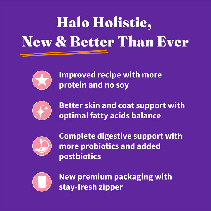 Halo Holistic Complete Digestive Health Wild-caught Salmon and Whitefish Dog Food Recipe Adult Dry Dog Food