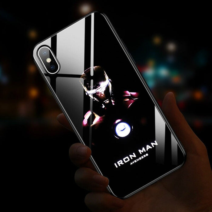 Spider-Man Iron Man Lighting Glass Phone Case