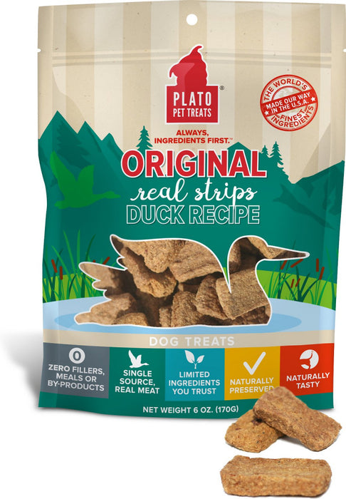 Plato All Natural Duck Strips Dog Treats