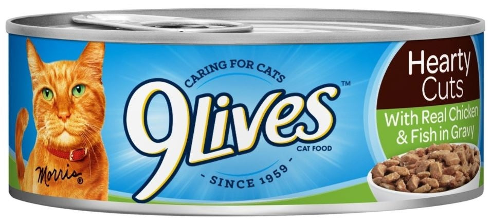 9 Lives Hearty Cuts with Real Chicken and Fish in Gravy Canned Cat Food
