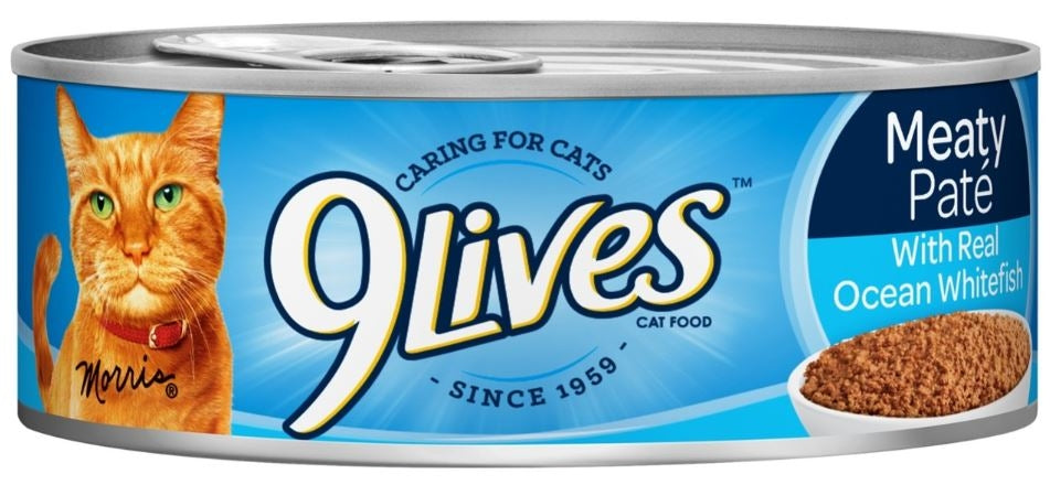 9 Lives Meaty Pate with Ocean Whitefish Dinner Canned Cat Food