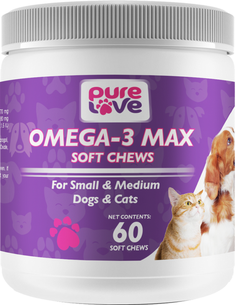 Pure Love Omega-3 Max Soft Chews for Small and Medium Dogs and Cats