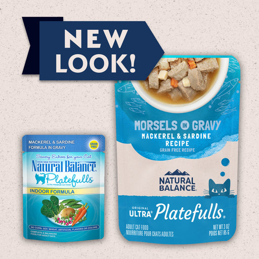 Natural Balance Original Ultra Platefulls Mackerel & Sardine Recipe Morsels in Gravy Wet Cat Food Pouches