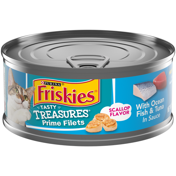 Friskies Tasty Treasures Prime Fillet with Ocean Fish & Tuna Scallop Flavor Canned Cat Food