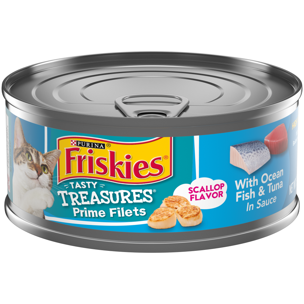 Friskies Tasty Treasures Prime Fillet with Ocean Fish & Tuna Scallop Flavor Canned Cat Food