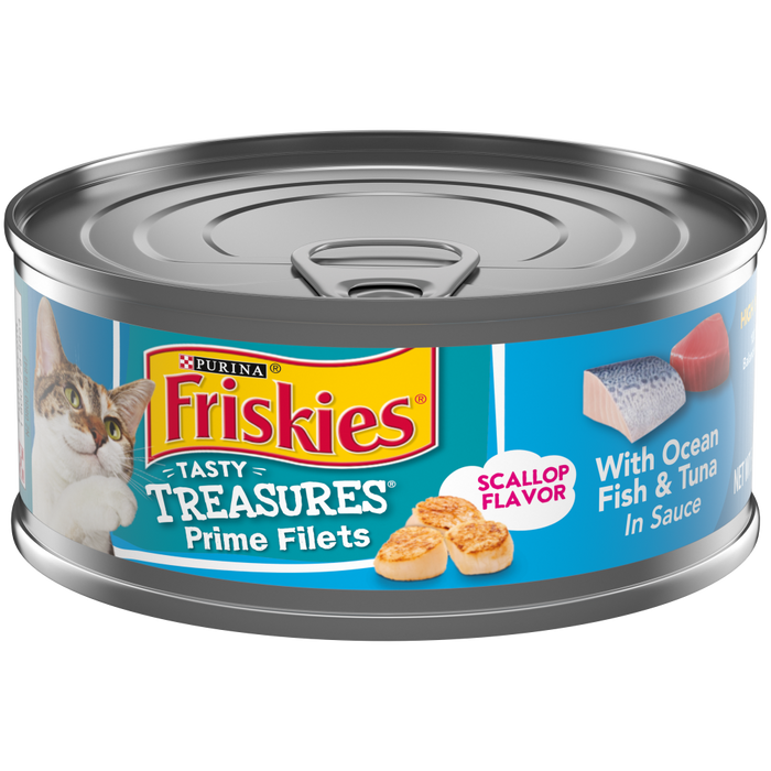 Friskies Tasty Treasures Prime Fillet with Ocean Fish & Tuna Scallop Flavor Canned Cat Food