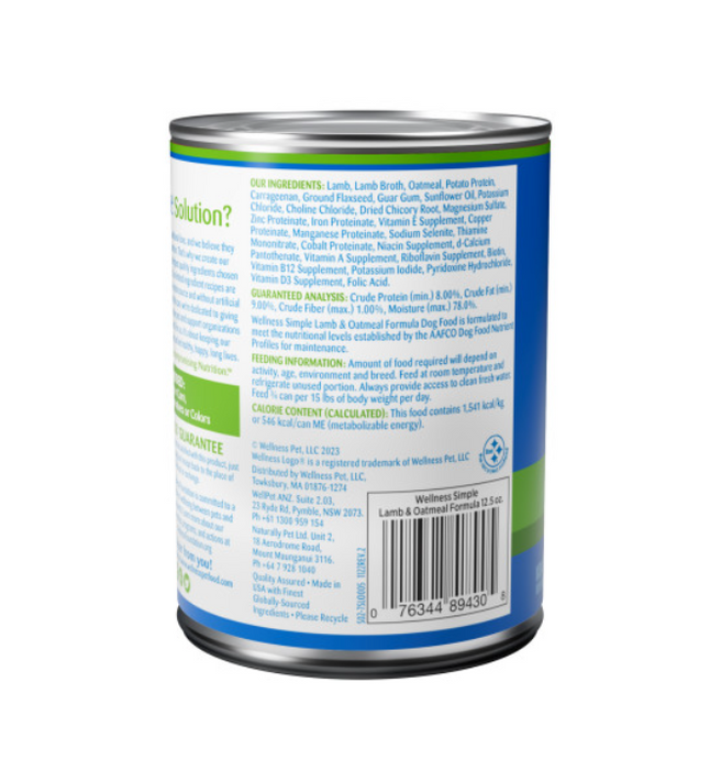 Wellness Simple Natural Limited Ingredient Diet Lamb and Oatmeal Recipe Wet Canned Dog Food