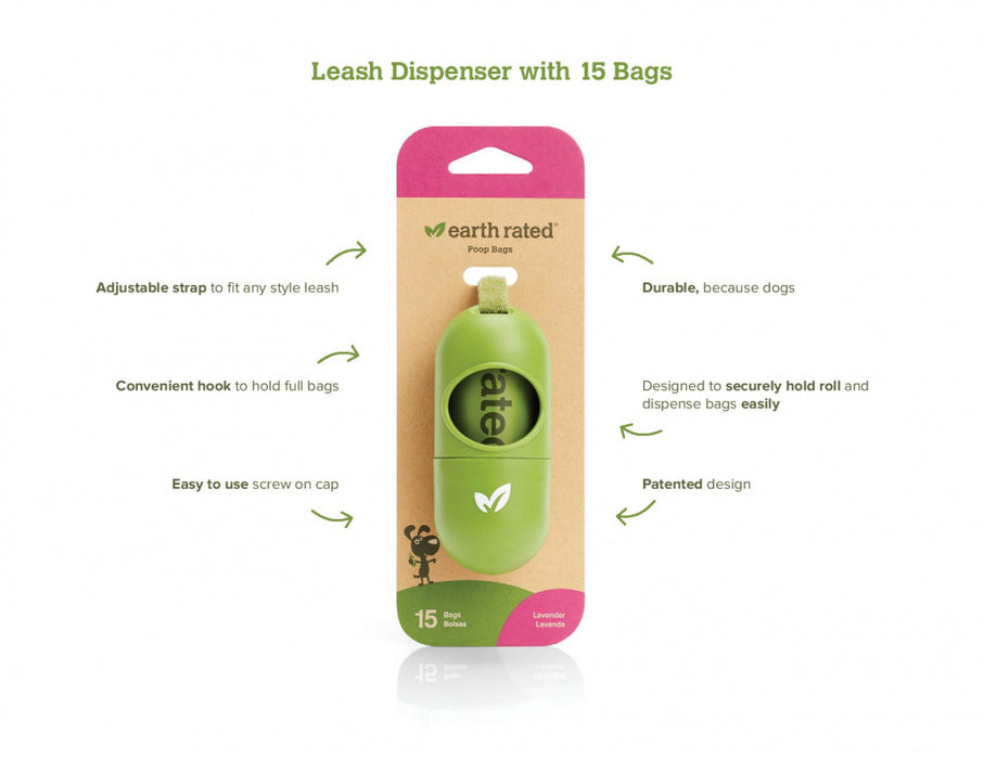 Earth Rated Leash Dispenser with Lavender Scented Waste Bags