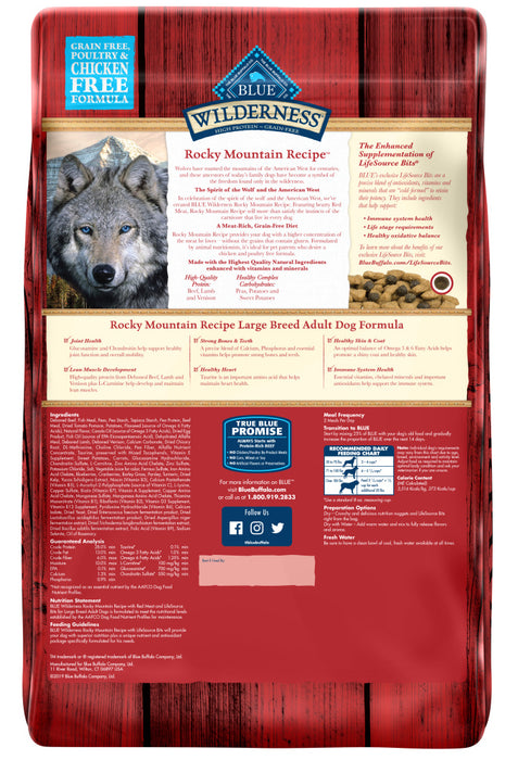 Blue Buffalo Wilderness Rocky Mountain Grain Free Red Meat High Protein Recipe Large Breed Adult Dry Dog Food