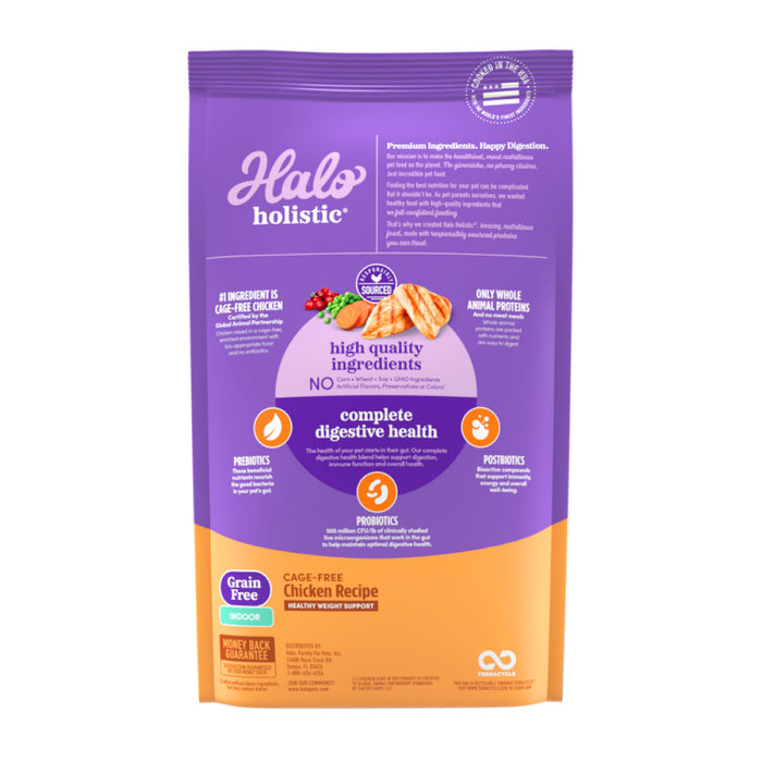 Halo Indoor Grain Free Holistic Healthy Weight Chicken Chicken Liver Recipe Dry Cat Food