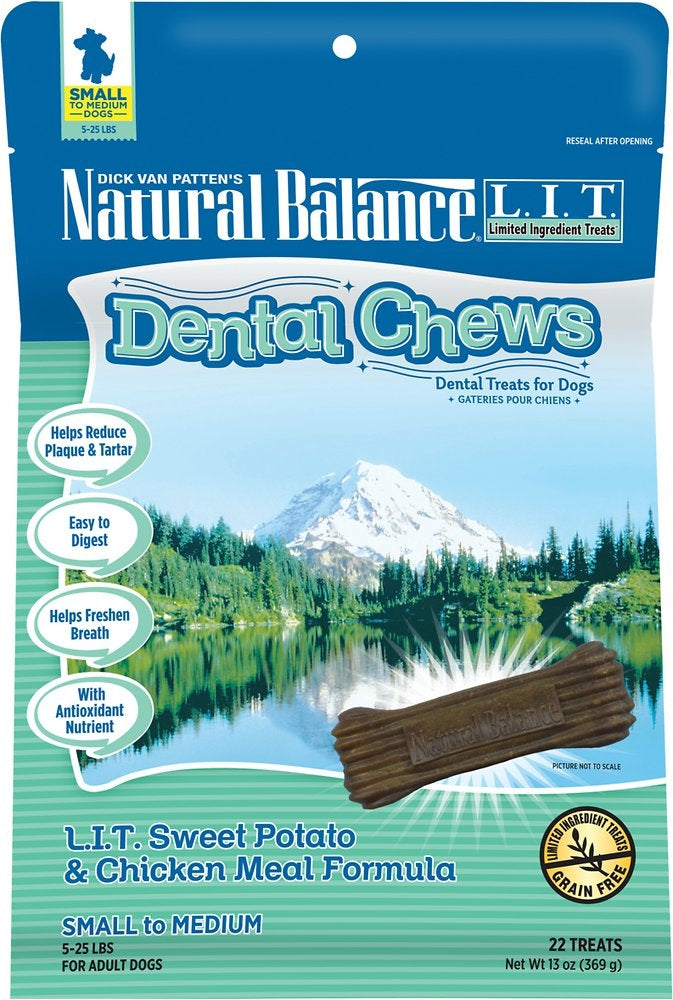 Natural Balance LIT Grain Free Sweet Potato and Chicken Meal Dental Dog Chews