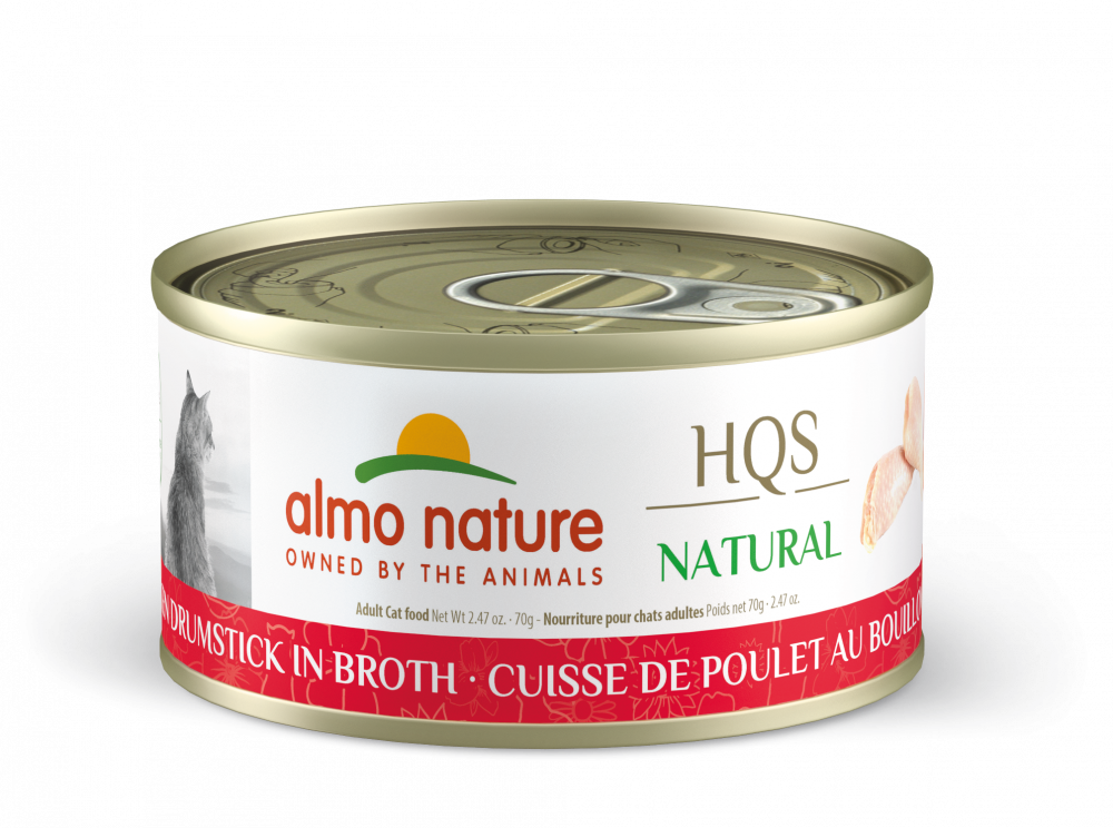 Almo Nature HQS Natural Cat Grain Free Chicken Drumstick In Broth Canned Cat Food