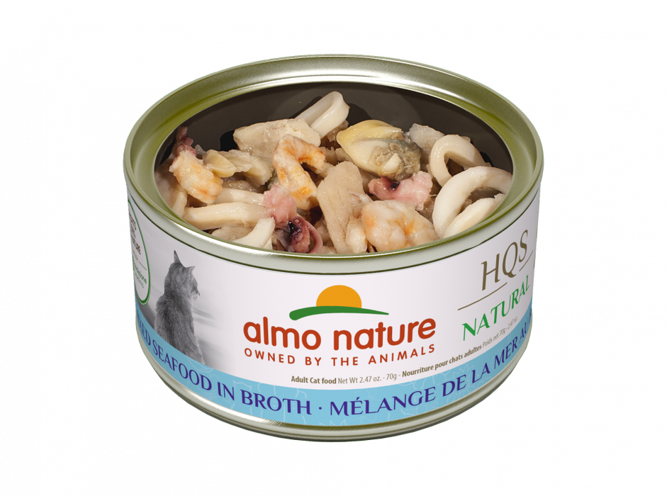 Almo Nature HQS Natural Cat Grain Free Mixed Seafood In Broth Canned Cat Food