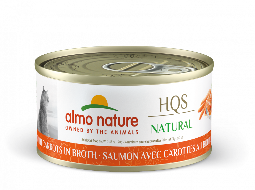 Almo Nature HQS Natural Cat Grain Free Salmon with Carrot In Broth Canned Cat Food