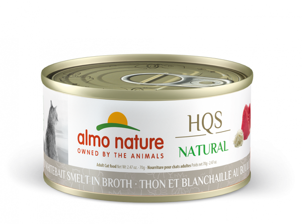 Almo HQS Natural Cat Grain Free Tuna and Whitebait Smelt In Broth Canned Cat Food