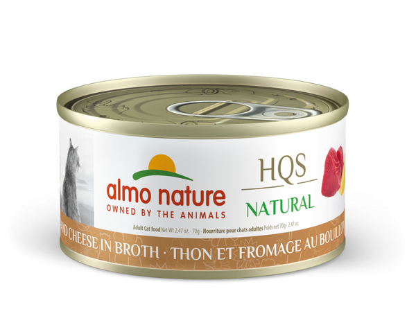 Almo Nature HQS Natural Cat Grain Free Tuna with Cheese In Broth Canned Cat Food